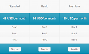 clearlight web pricing tables